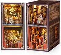 Book Nook Kit for Adults,Wooden Puzzle Booknook with Dust Cover LED Light