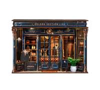 Book Nook Kit Golden Proportion 3D Wooden Miniature House with LED Touch Vintage Scene with Display Case Collectible Model for Adults Golden Ratio