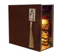 Book Nook Kit,LED Light, Chinese Style Creative Bookends - Decorative Miniature Book Nook Insert, Table Decoration, Bookshelf Insert Decor Alley for Bedroom