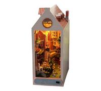 Book Nook Kit - Miniature House Kiitt | Puzzles Bookshelf Decor With Intricate Detailing | Gardenhouse Wiith LED Light For Creatiive Home Decoration, Giifts And Craft Hobby Enthusiasts