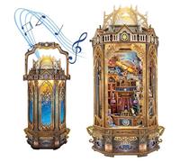 Book Nook Kit,Starry Dome DIY Assembly Camping Lantern - Musical Handheld Model, Placeable & Portable Retro Astronomy Theme Wooden Crafts For Adults