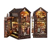 Book Nook Kits, 3D Wooden Puzzle Art Bookends with LED Lights, Magic Coffee Shop Furniture Accessories Creative Cafe Puzzle Toys, Teen Kid Adults Gift For Birthday Christmas (Magic Coffee House)