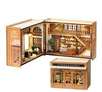 Book Nook Kits for Adults, Ailelan DIY Miniature House Kits for Adults, DIY Book Nook Kit with Light, 3D Puzzle Books Bakery House Wooden Booknook for Bookshelf and Home Decor Gift