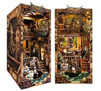 Book Nook Kits for Adults, Booknook DIY Miniature House Kit, Mini House Bookshelf Decor 3D Wooden Puzzle, Birthday Gift for Family, Friends - New World