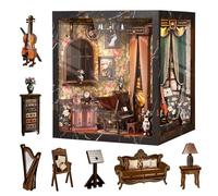 Book Nook Kits for Adults - CRIOLPO DIY Miniature House 3D Wooden Puzzle with Sensor LED Light - Bookshelf Decor Bookend Craft Kit for Teens