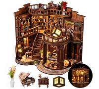Book Nook Kits for Adults - CRIOLPO DIY Miniature House 3D Wooden Puzzle with Sensor LED Light - Bookshelf Decor Bookend Craft Kit for Teens