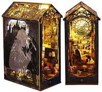 Book Nook Kits for Adults - Spilay Diy Miniature House Kit with LED 3D Wooden Puzzle Bookend for Bookshelf Insert Decor, Tiny Model House for Christmas Valentine's Day Gift - (Scholar's Dream) SL07