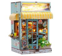 Book Nook，Sagiterra Dollhouse Kit，DIY Miniature Kit for Adults and Teens，3D Wooden Book Shelf Decoration for Family and Friends，Bookshelf Decor in Halloween/Christmas (Blue)