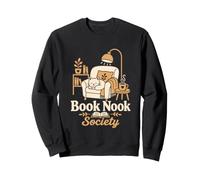 Book Nook Society Cozy Cat Reading Coffee Book Lover Novel Sweatshirt