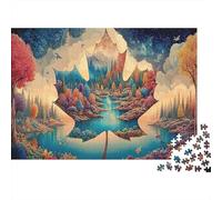 Book of Autumn 1000pc DIY Jigsaw Puzzle for Young Adults Thick Cardboard Mountain Lake Landscape Home Decoration Wall Display Gift for Friends Decorative Jigsaw Puzzle 52x38cm/1000pcs