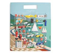 Mushie Reusable Sticker Book Set (Race Cars) | Removable Puffy Stickers | Arts & Crafts Activity for Kids
