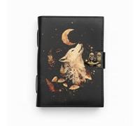 Book of Shadows Leather Bound Witchy Journal Deckle Edge Paper Grimoire Printed Diary Fox Notebook Spiral Gothic Goth Skull Notebook Antique Rustic Vintage Book Gift for Men and Women