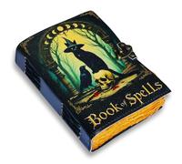 Book of Spells Goth Raven Cat Skull Leather Journal for Men & Women 200 pages With Lock, Witchcraft Supplies Books Witchy gifts for women black Grimoire Journal Spell Book For Halloween Bird dairy 7x5
