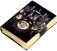 Book of Spells Vampire Lovers Leather Journal Antique Deckle Edge Paper Grimoire Printed Journal Spiral Gothic Notebook Book of Shadows Witchy Gifts for Men and Women (Black Eagle)