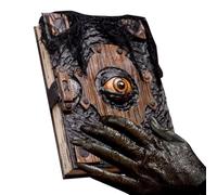 Book of the Damned - Witch Grimoire Scary Figurine with Evil Eye | Halloween Haunted House Decoration with Spells, Gothic Horror Book for Mantle and Party Decoration