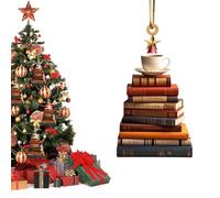 Book Ornament - Christmas Decoration, Christmas Book Decoration | Christmas Tree Pendant for Car, Unique for Book Lovers, Miniature Book Tree Decoration, Decora