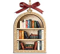 Book Ornaments, Wooden Pendant, Book Lover Ornaments with Thank You Card, Christmas Tree Decor, Bookshelf Decor, Bookish Gifts for Librarian Reader, Reading Lovers Gifts