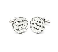 Book Page Cufflinks - Handmade from Genuine Vintage Books - Unique Literary Gift for Men, Groomsmen, or Book Lovers - Recycled Novel Text Featuring Gatsby & Daisy - The Great Gatsby
