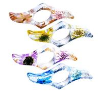 Book Page Holder - Book Page Holder 4 Pieces | Dried Flower Resin Book Holder | Handmade Thumb Ring Page Holder | Thumb Bookmark Weight Page Holder Fl