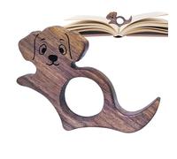 Book Page Holder - Cute Dog Shape Wood Bookmark, Comfortable Thumb Hole Design, Premium Reading Support, Portable Paperback Tool, Literary Equipment, Library | for Teacher