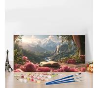 Book Paint by Numbers for Adults Beginners, DIY Paint by Numbers Abstract Colored Canvas Drawing,Easy Arts and Crafts for Acrylic Pigment Paintwork Kit Hobbies for Adults Women Gifts,Room Decor G8-750