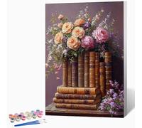 Book Paint by Numbers for Adults Flowers Paint by Numbers Kits, Hobbies for Adults Women, DIY Acrylic Pigment Color Oil Drawing Kits Wall Art for Living Room Decor 20x26 Inch (Without Frame) -LKF076OR