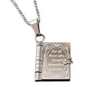 Book Pendant, Metal Chain Necklace, Book Locket for Daughter, Multiple Layer with Hidden Safe, Easy to Wear Necklace, Creative Fashion Accessory, Openable Lockets for Daily Use, 20.98x0.63x0.63 Inches