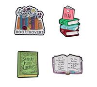 Book Pin Badges,4Pcs Funny Enamel Pins for Book Lover,Metal Pin Badges for Lanyards Bags Backpack Clothes Book Gift Accessories for Reading Lovers Women Teacher Librarian