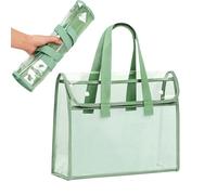 Book Pouches with Handle, Portable Large Capacity Foldable Transparent Document Case for Textbook Homework Preparation Material Document School Office