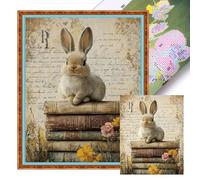 Book Rabbit Full 11CT DIY Stamped Cross Stitch Kits 40x50cm Needlework Embroidery Kit for Beginners Adults Home Decor