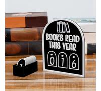 Book Read This Year Counter,Book Tracker for Reading Goal, Decorative Practical Volume Counter Sign,Books Lovers Gifts for Teacher Writer Literary Fans(Black)