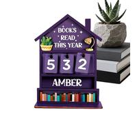 Book Read Tracker - Rustic Wooden Reading Counter, Manual Counter | Stylish Decor for Shelves, Tables, Home Office, Office and Living Room, Perfect for Book Lovers.