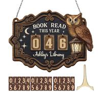 Book Reading Counter - Wooden Reading Challenge Hanging Pendant | Book Tracker Sign Reading Log | For Library, Shelf, Wall, Window, Book Lovers, Students, Teachers, Authors, Readers And