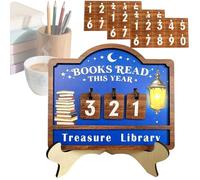 Book Reading Counter Wooden Reading Challenge Jewellery Decoration with Interchangeable Number Plates and Lantern Pattern for Books Read This Year For Library Reading Club Home Shelf Office Study Room