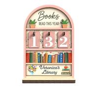Book Reading Counter - Wooden Reading Challenge Stand, Literacy Tracker, Goal Display, Book Accessory | For Bookworm Club Members Students Teacher
