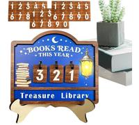 Book Reading Counter Wooden Reading Challenge Table Decoration with Removable Plates Lantern Pattern Number of Books Read for Library Clubs and Study Room
