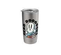 Book Reading Ghost Read Boooooks Boo Bookworm Halloween Stainless Steel Insulated Tumbler