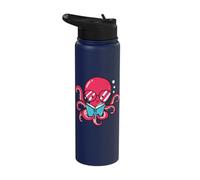 Book Reading Octopus for Bookworms Ocean Climate Environment Stainless Steel Insulated Water Bottle