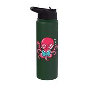 Book Reading Octopus for Bookworms Ocean Climate Environment Stainless Steel Insulated Water Bottle