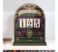 Book Reading Tracker Counter, 20cm Personalized Mini Bookshelf Book Log with 3-Digit Flip Number Display, Decorative Wooden Book Count Tracker for Home Library (Purple)