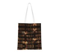 Book Room Library Fashion Canvas Tote Bag With All Over Print Design, Large Reusable Shopper Tote With Double Handles,Beach Tote, Weekend Bag