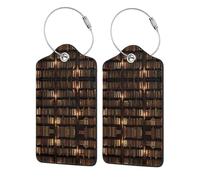 Book Room Library Patterned Leather Luggage Tag with Name Id Tag and Stainless Steel Ring for Women Men Luggage Handbags 1 Pcs