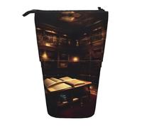 Book Room Mysterious Library Print Standing Pencil Case Telescopic Pencil Bag Pop Up Pencil Pouch Pen Pouch Makeup Cosmetics Bag