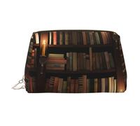 Book Room Mysterious Library Printed Makeup Bag for Women Portable Leather Make up Bag Travel Gold Zipper Cosmetic Bags Organizer