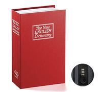 Book Safe with Combination Lock - Parrency Home Dictionary Diversion Metal Safe Lock Box, 9 1/2" x 6" x 1 1/3", Red Medium, SBH-M002