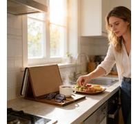 Book Servant - Triangular Wooden Book Stand with Drink Holder and Phone Slot, Backproof Side Holder, Bedside , Reading Gift for Book Lovers, Handmade Oak Decor