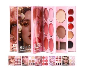 Book Shape Makeup Palette - Colored Highlighter | Book Style Eyeshadow Palette With | For Daily Makeup Party Travel Photography