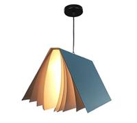Book Shape Pendant Light - Unique Adjustable Industrial Hanging Lamp for Museum, Library, Classroom & Study Room - LED Decorative Lighting for Creative Spaces (Blue)