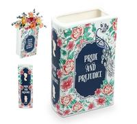 Book Shaped Decorative Vase, Ceramic Book Vase Bookshelf Vases, Unique Book Flower Vase Modern Decorative Planter, Creative Flower Vase for Home Office Bookshelf LivingRoom (Pride and Prejudice)