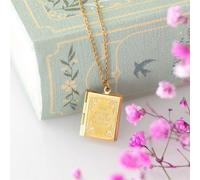 Book Shaped Gold Locket Necklace In Gift Box - Literary Keepsake Gift